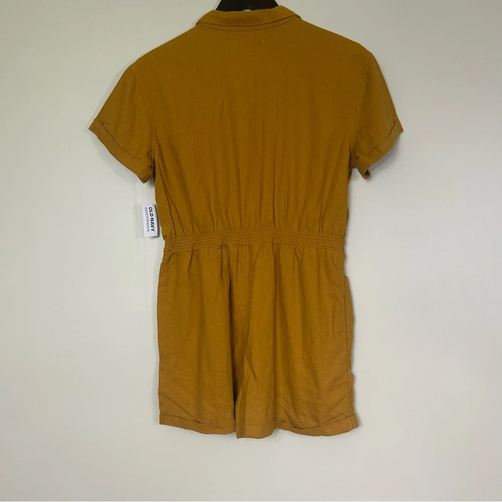NWT Old Navy yellow linen short sleeve shorts romper